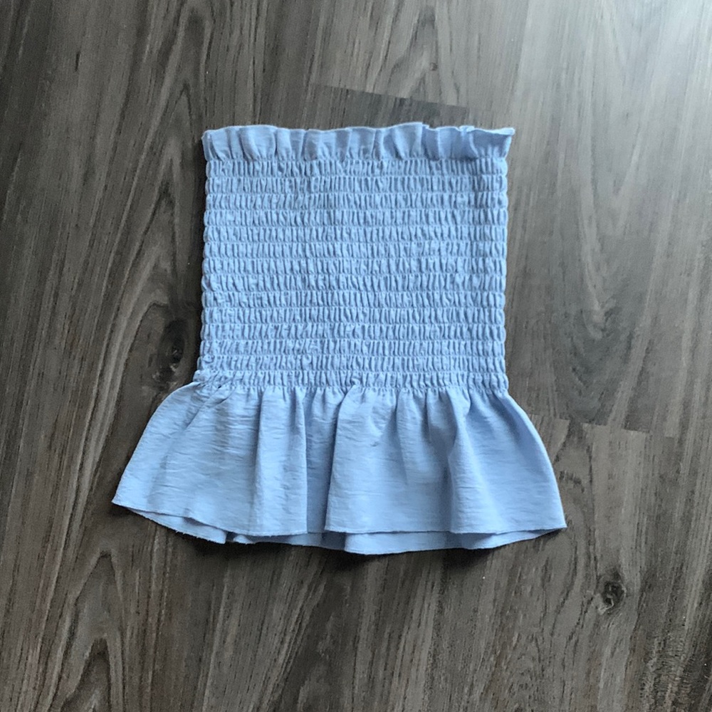 SHIRRED PEPLUM TUBETOP